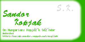 sandor kopjak business card